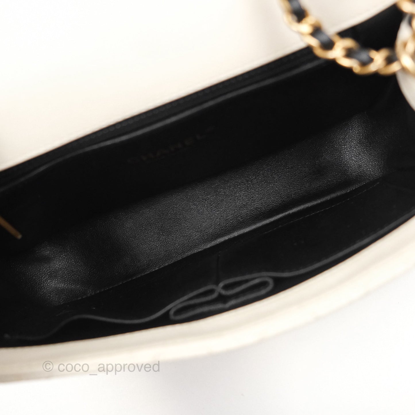 Chanel Small CC Filigree Flap Quilted Ivory Caviar