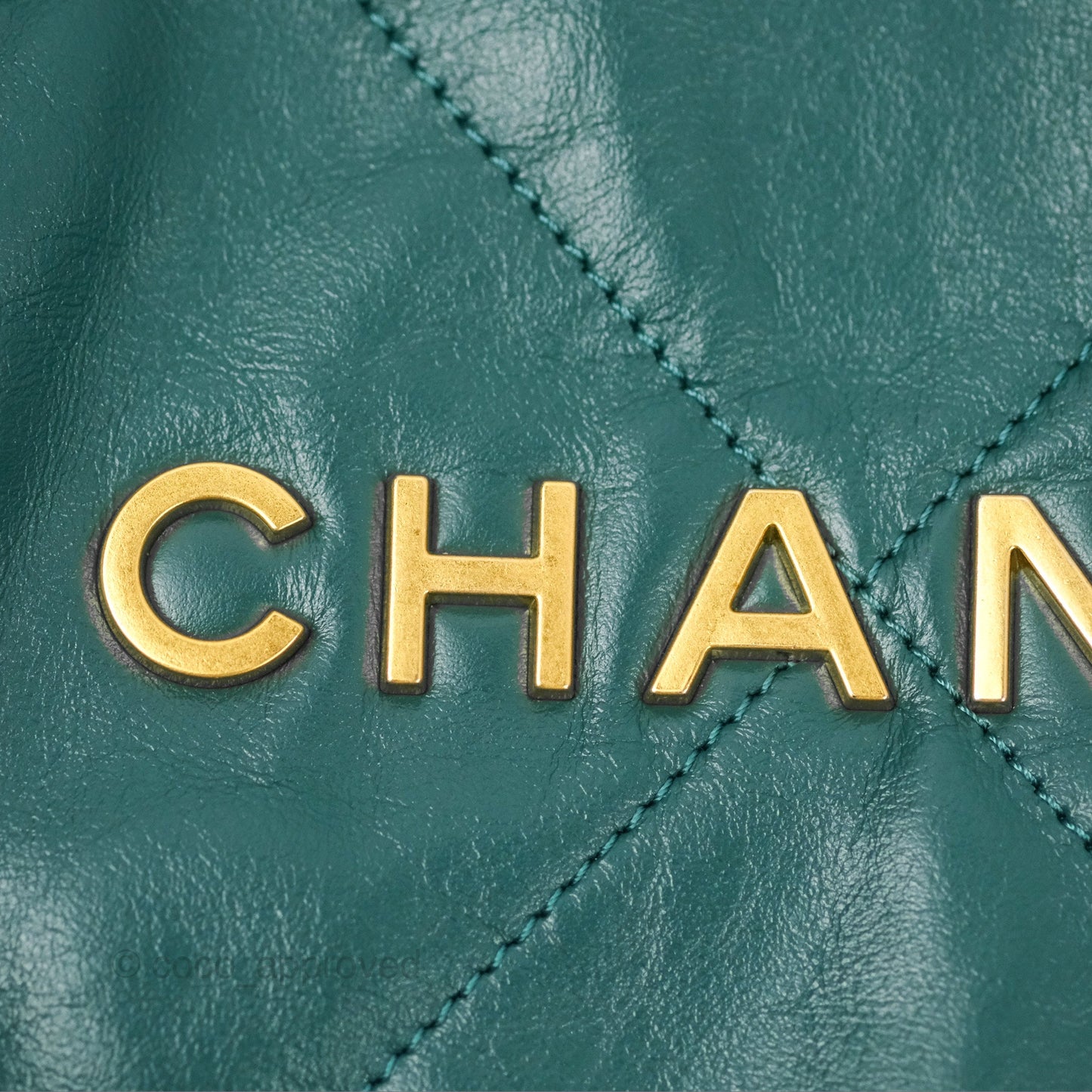 Chanel 22 Small Quilted Backpack Green Shiny Calfskin