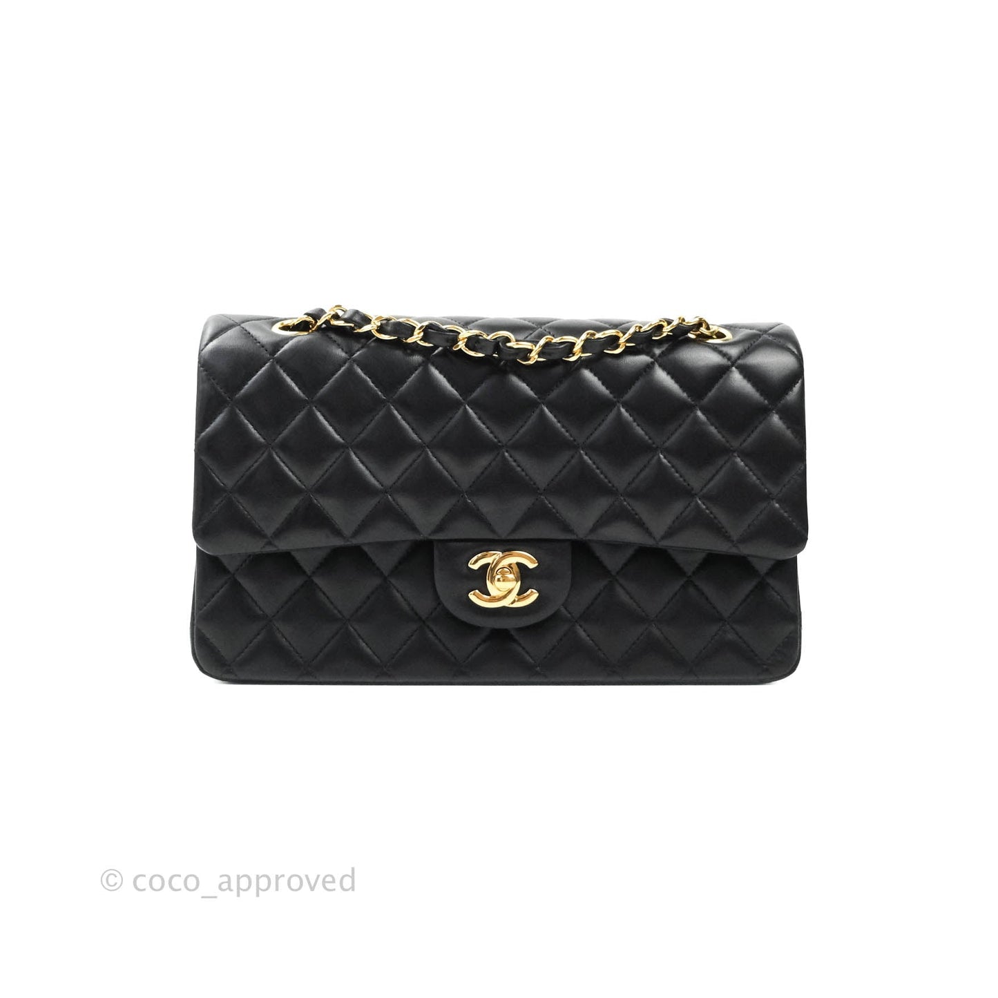 Chanel Classic M/L Black Lambskin Gold Hardware