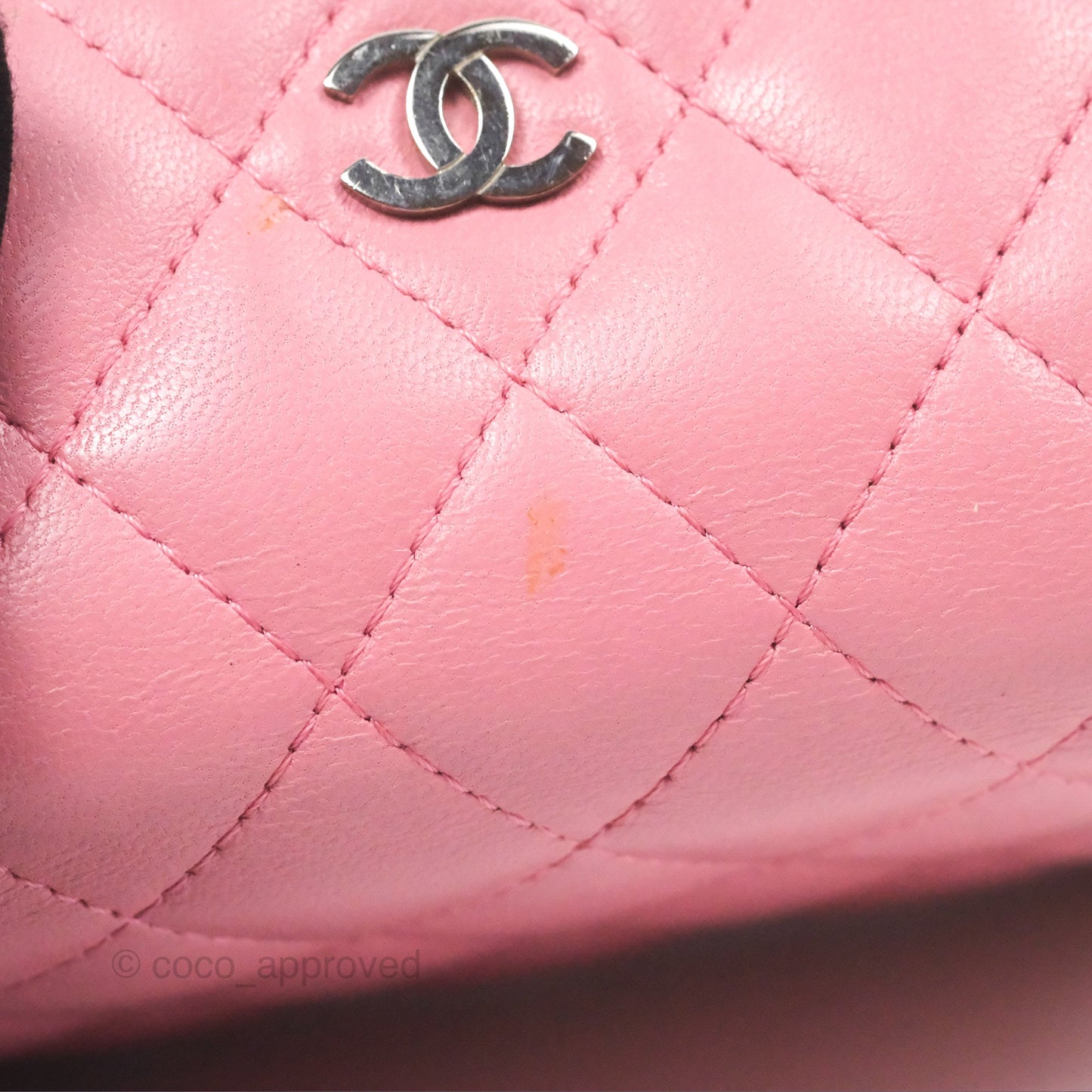 Chanel Quilted Flap Card Holder Pink Lambskin Silver Hardware