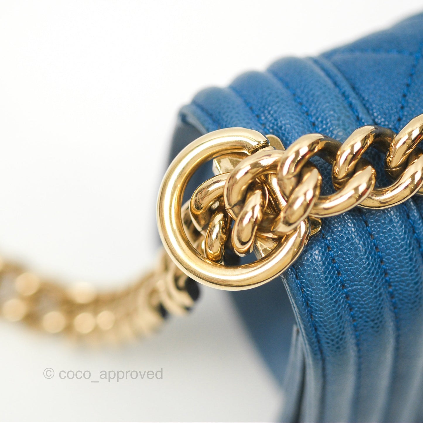 Chanel Small Boy Blue Caviar Gold Hardware