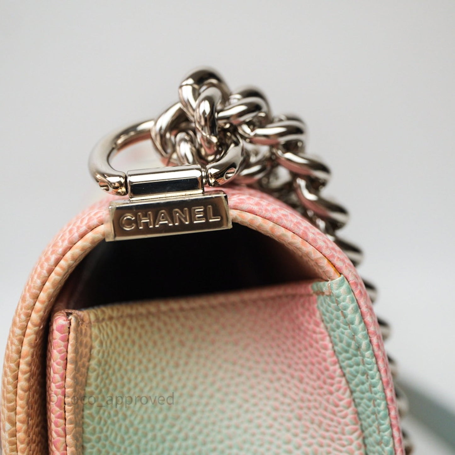 Chanel Medium Boy Quilted Rainbow Caviar Silver Hardware