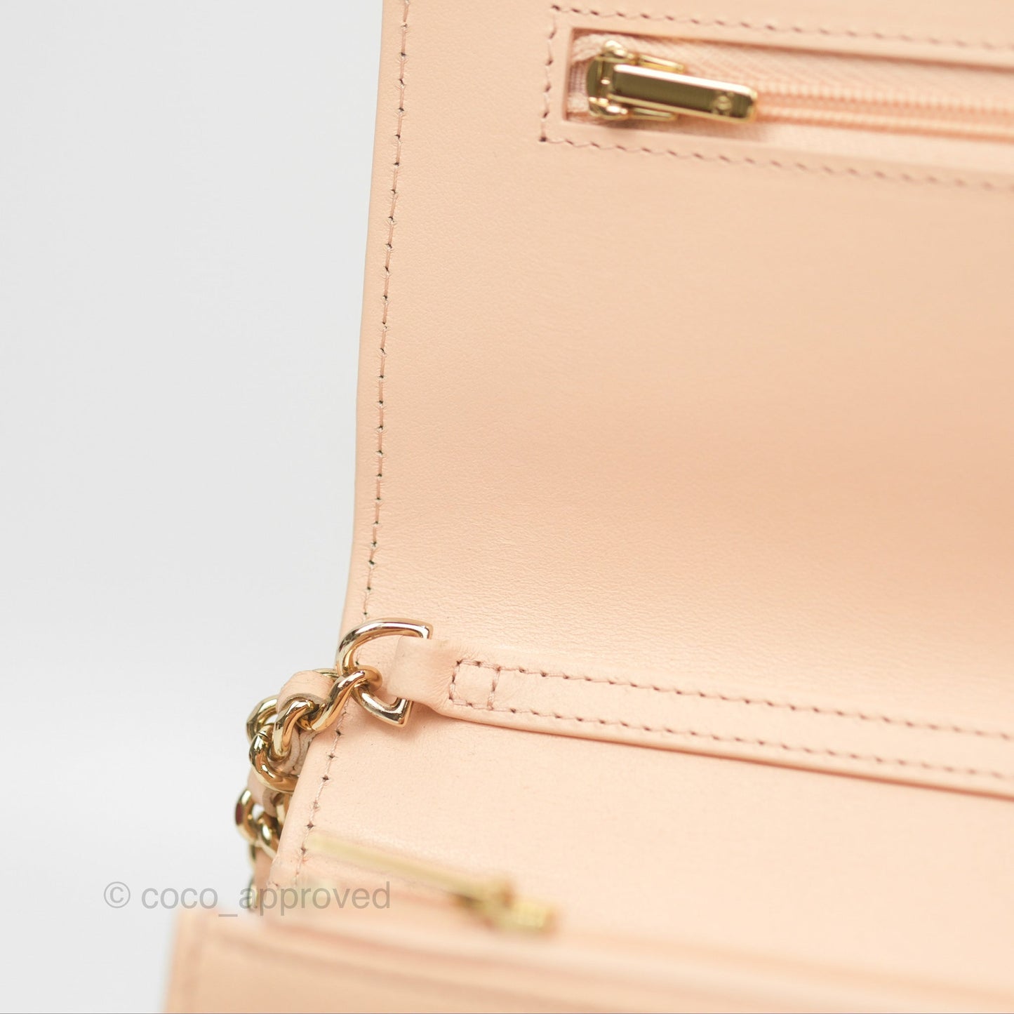 Chanel Quilted Bow Wallet On Chain WOC Light Beige Caviar Gold Hardware