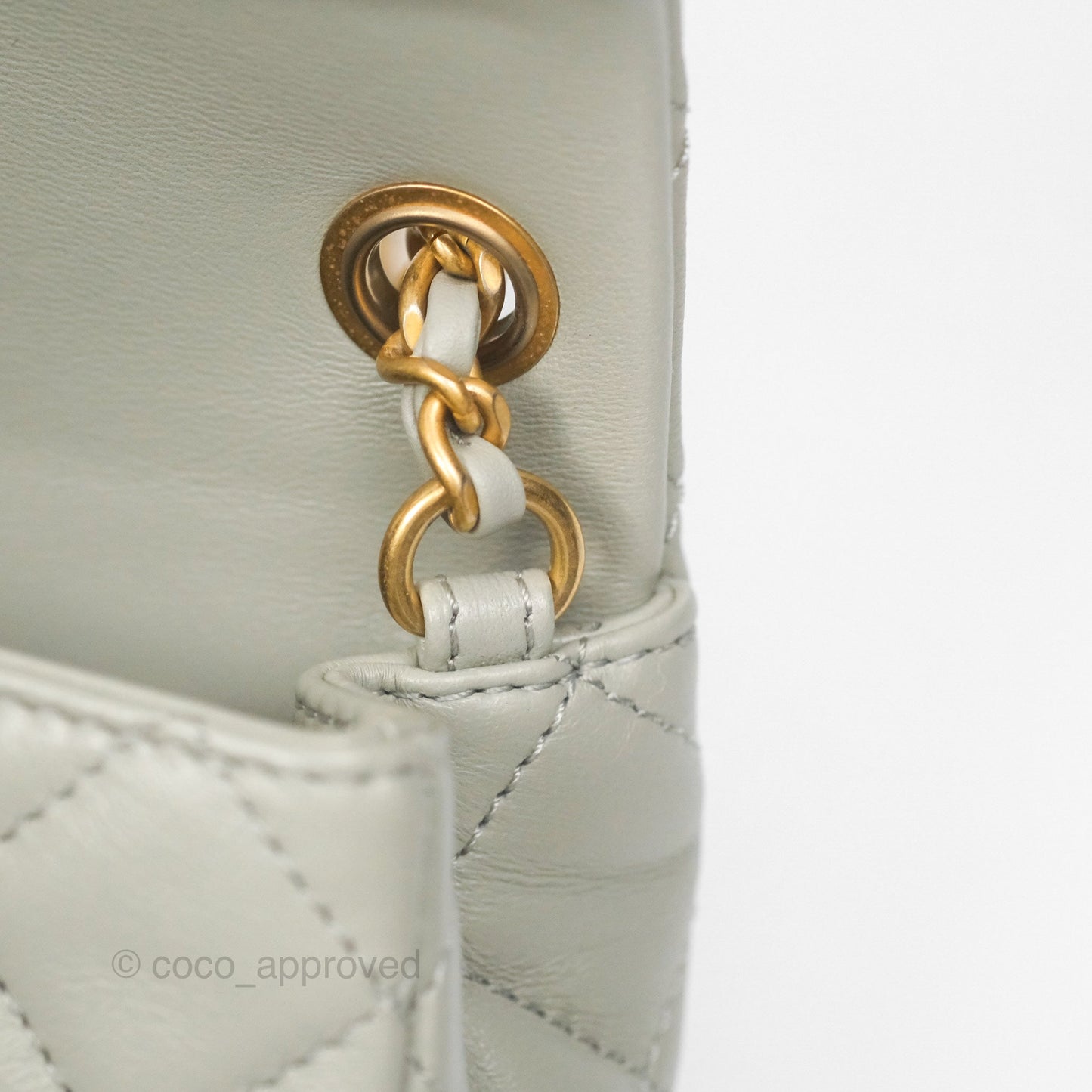 Chanel Pearl Crush Mini Rectangular Grey Lambskin Aged Gold Hardware