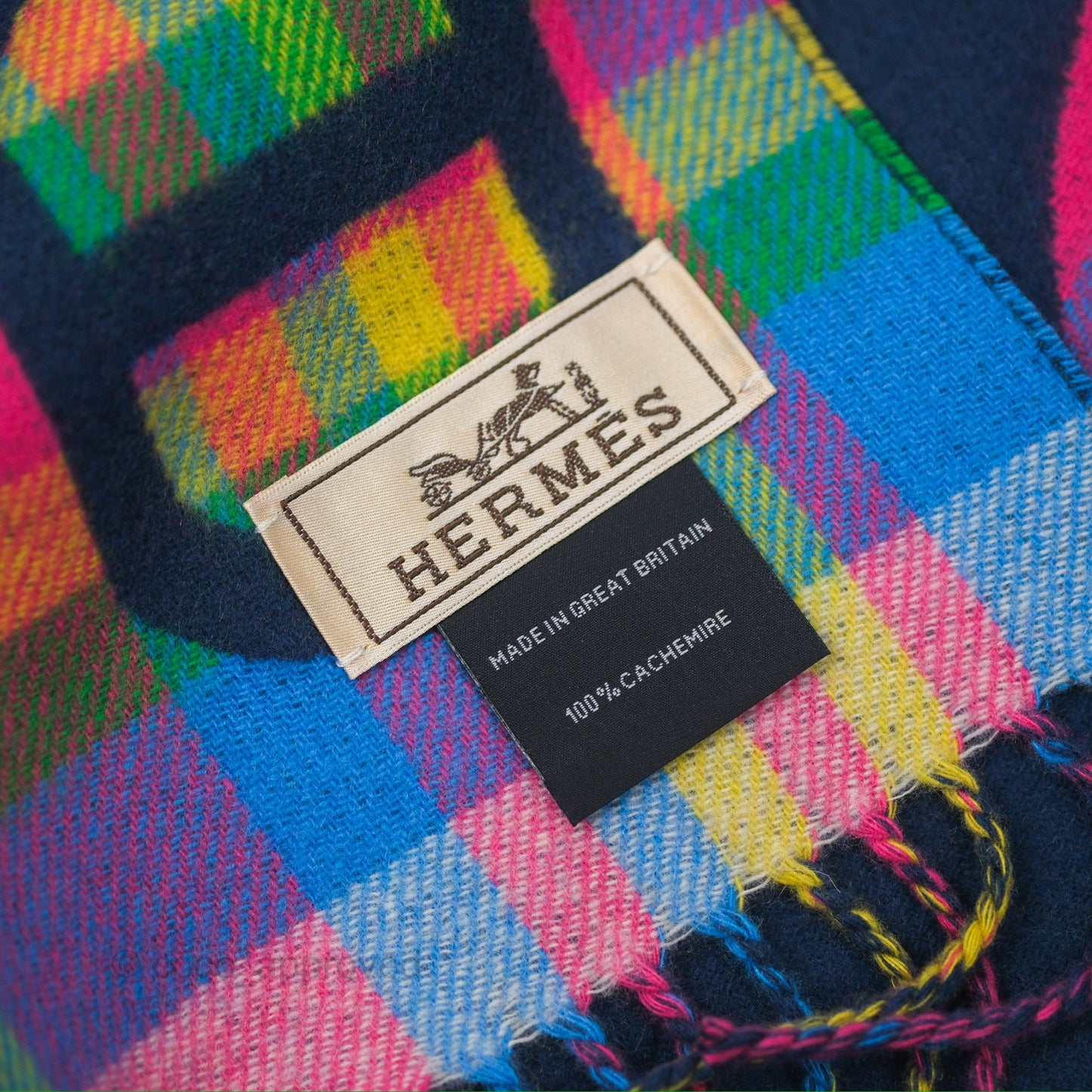 Hermès Tartan Maillons Muffler Cashmere
