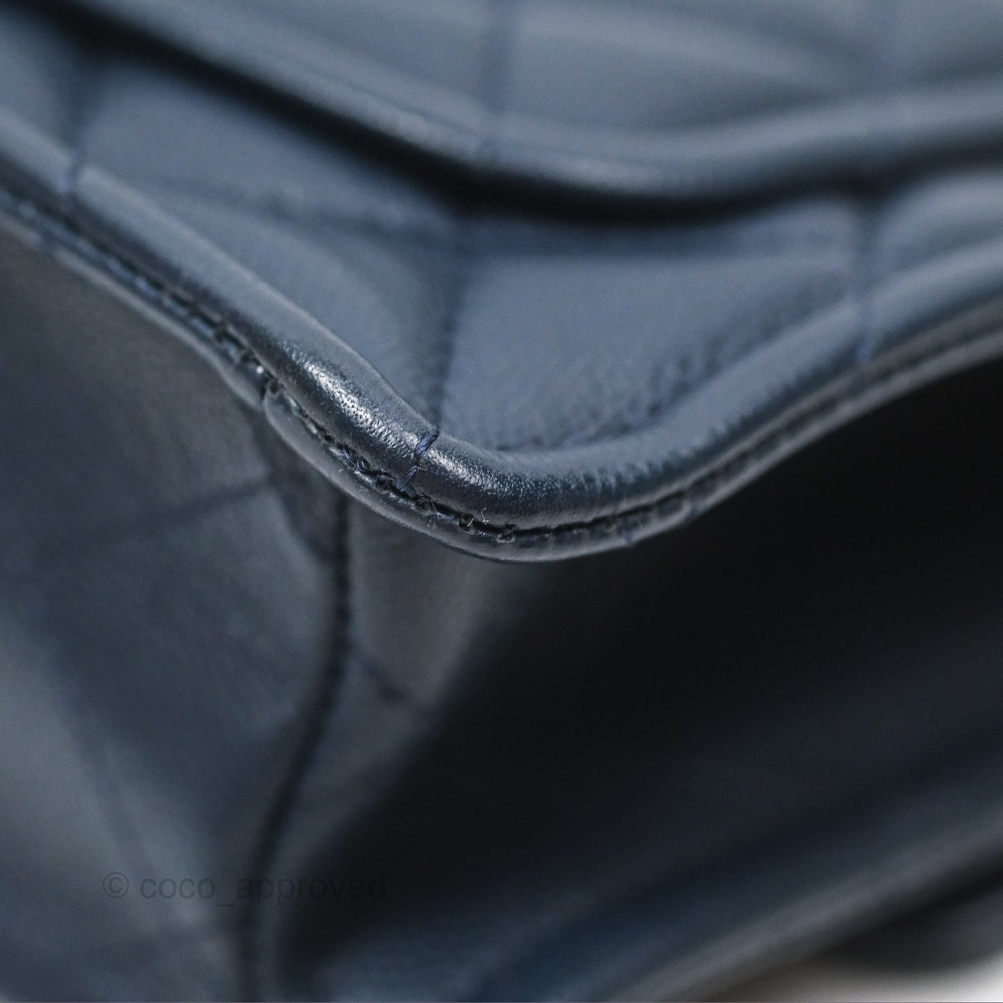 Chanel Mini Square Sweet Quilted Flap Navy Caviar Aged Gold Hardware 21P
