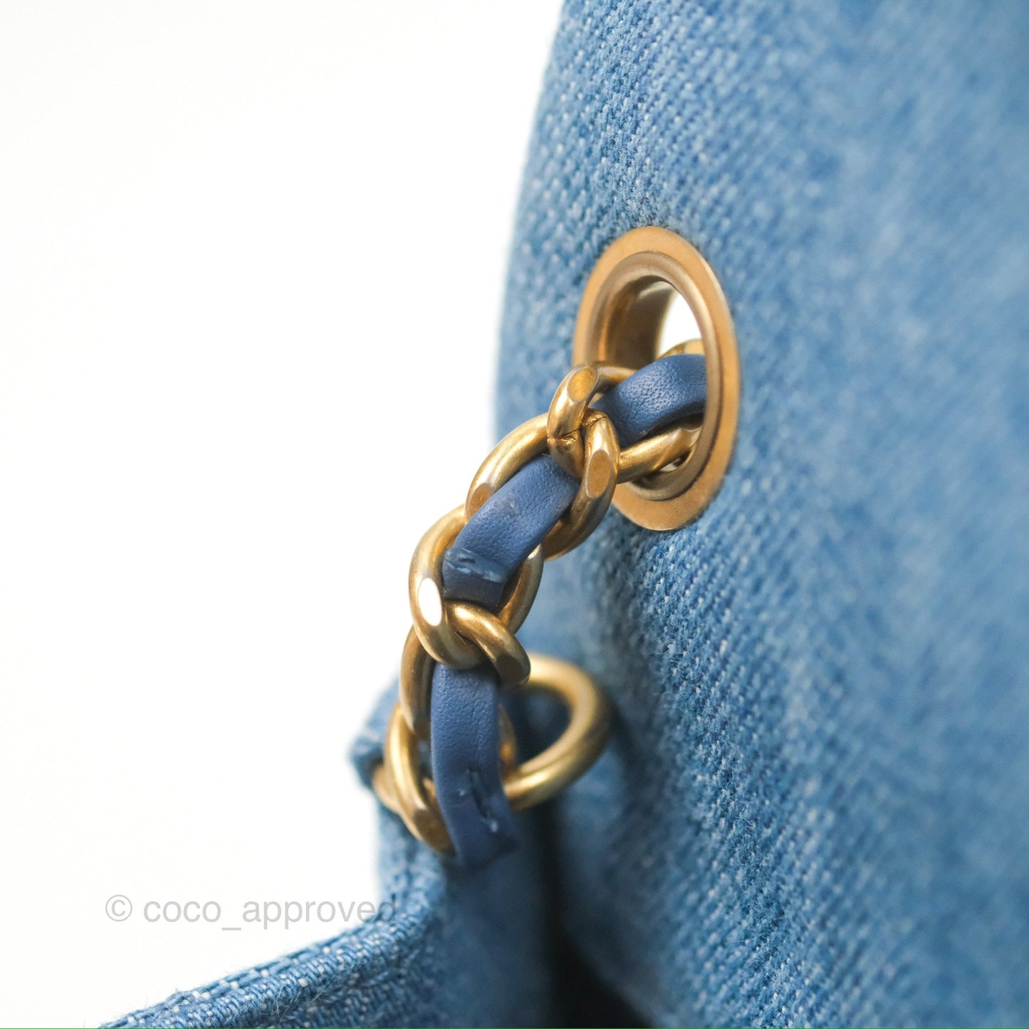 Chanel Mini Rectangular Pearl Crush Quilted Denim Aged Gold Hardware 22C
