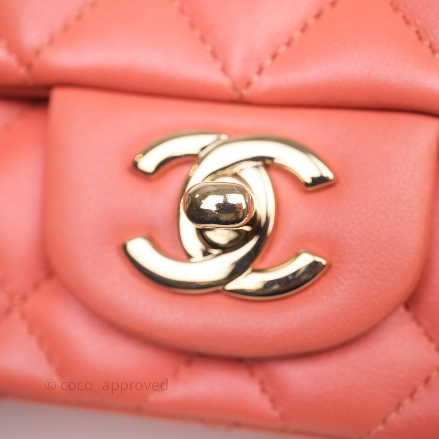 Chanel Mini Square Flap Quilted Pink Lambskin Gold Hardware