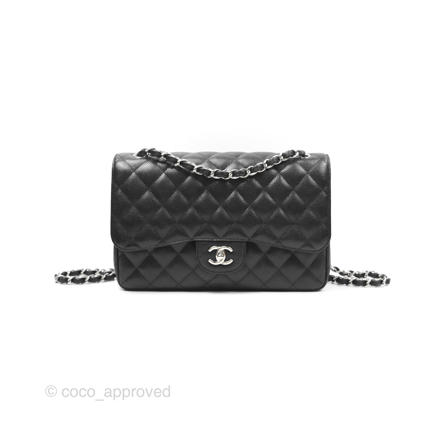 Chanel Jumbo Double Flap Black Caviar Silver Hardware⁣⁣