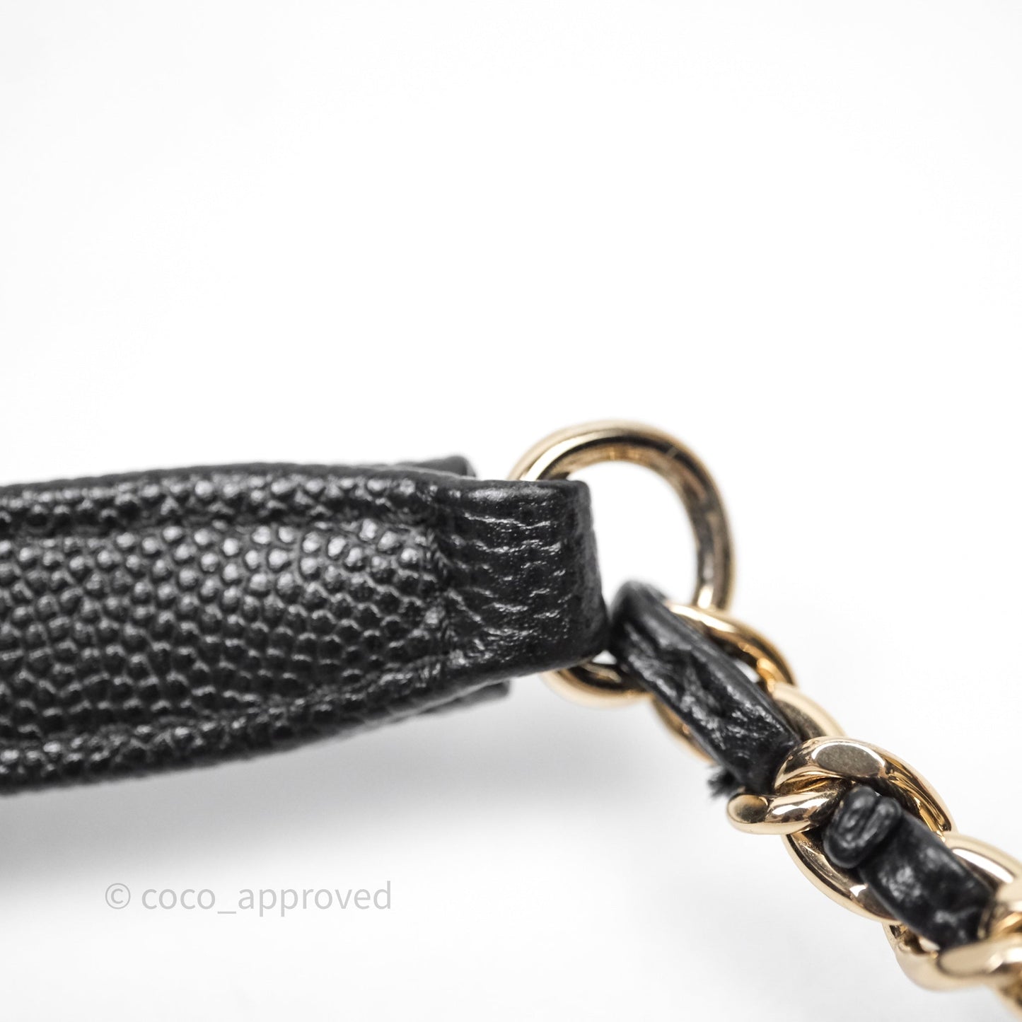 Chanel Small Coco Handle Chevron Black Caviar Gold Hardware Lizard Handle