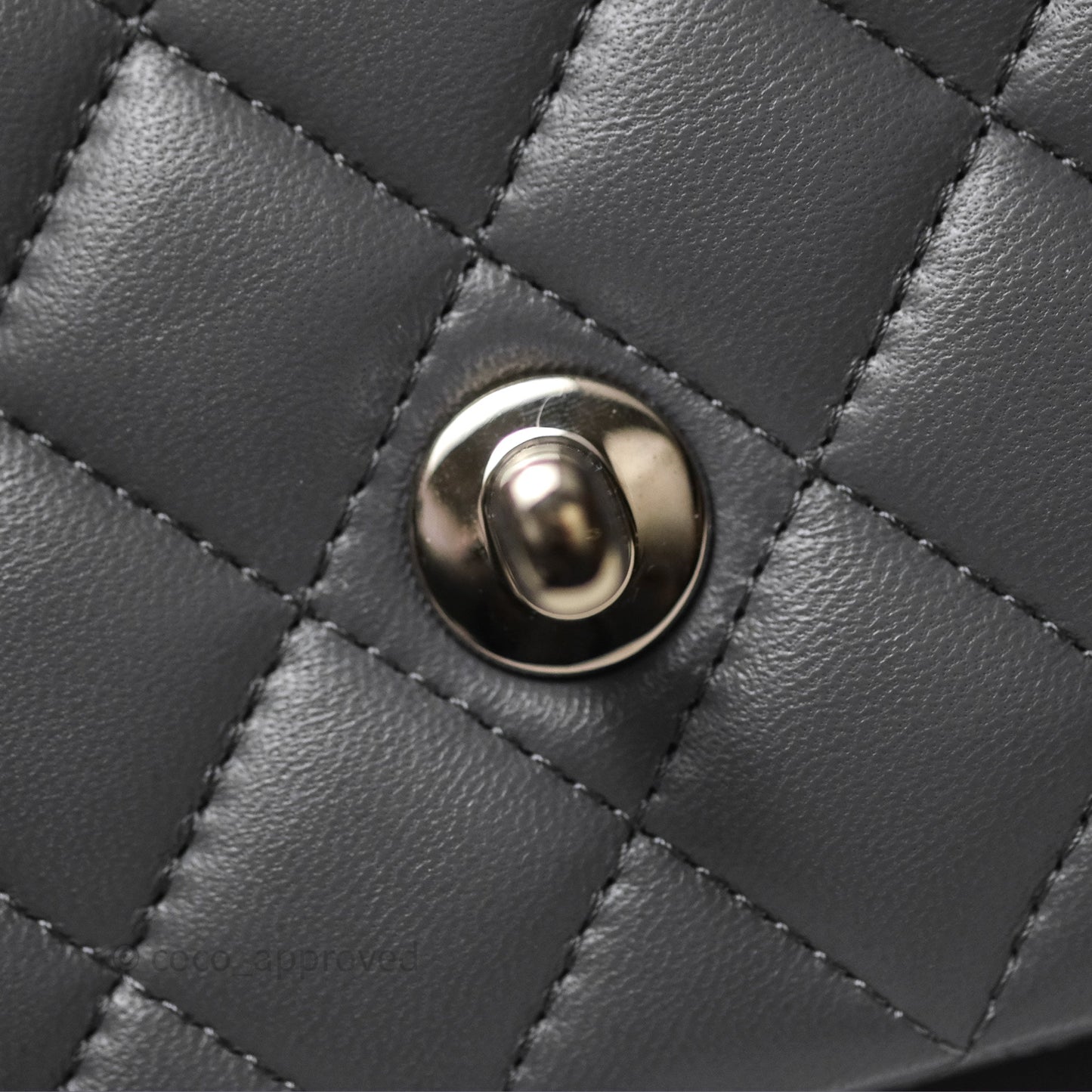 Chanel Top Handle Mini Rectangular Flap Grey Lambskin Gold Hardware