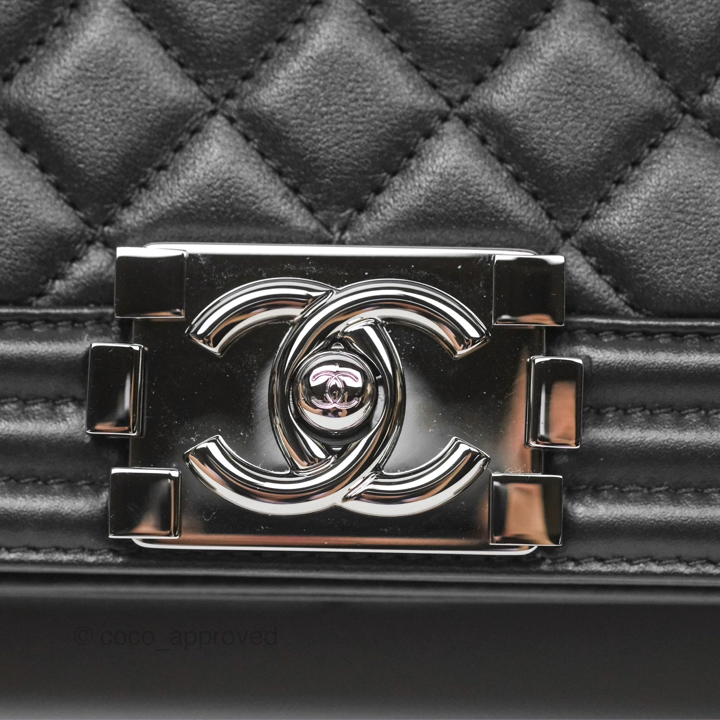 Chanel Medium Boy Quilted Black Calfskin Dark Silver Hardware