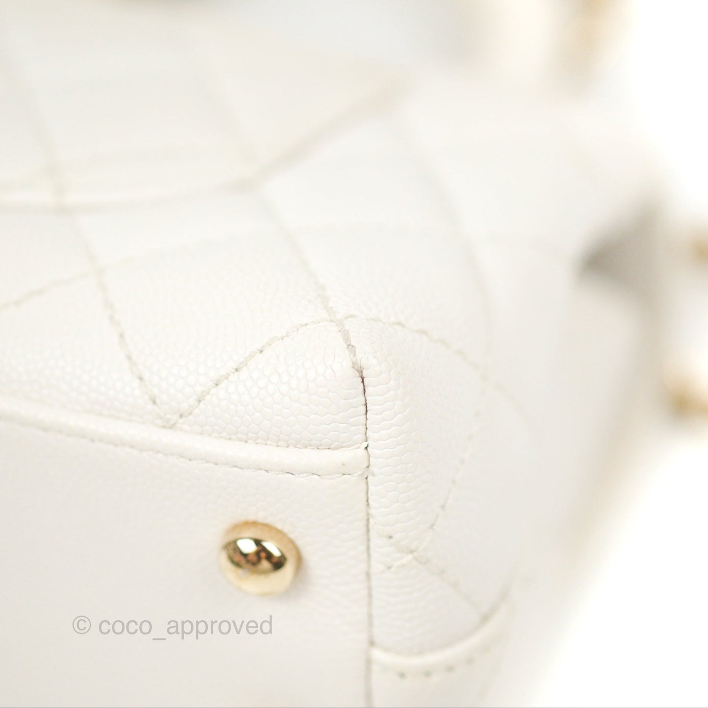Chanel Mini Coco Handle Quilted Ivory White Caviar Gold Hardware