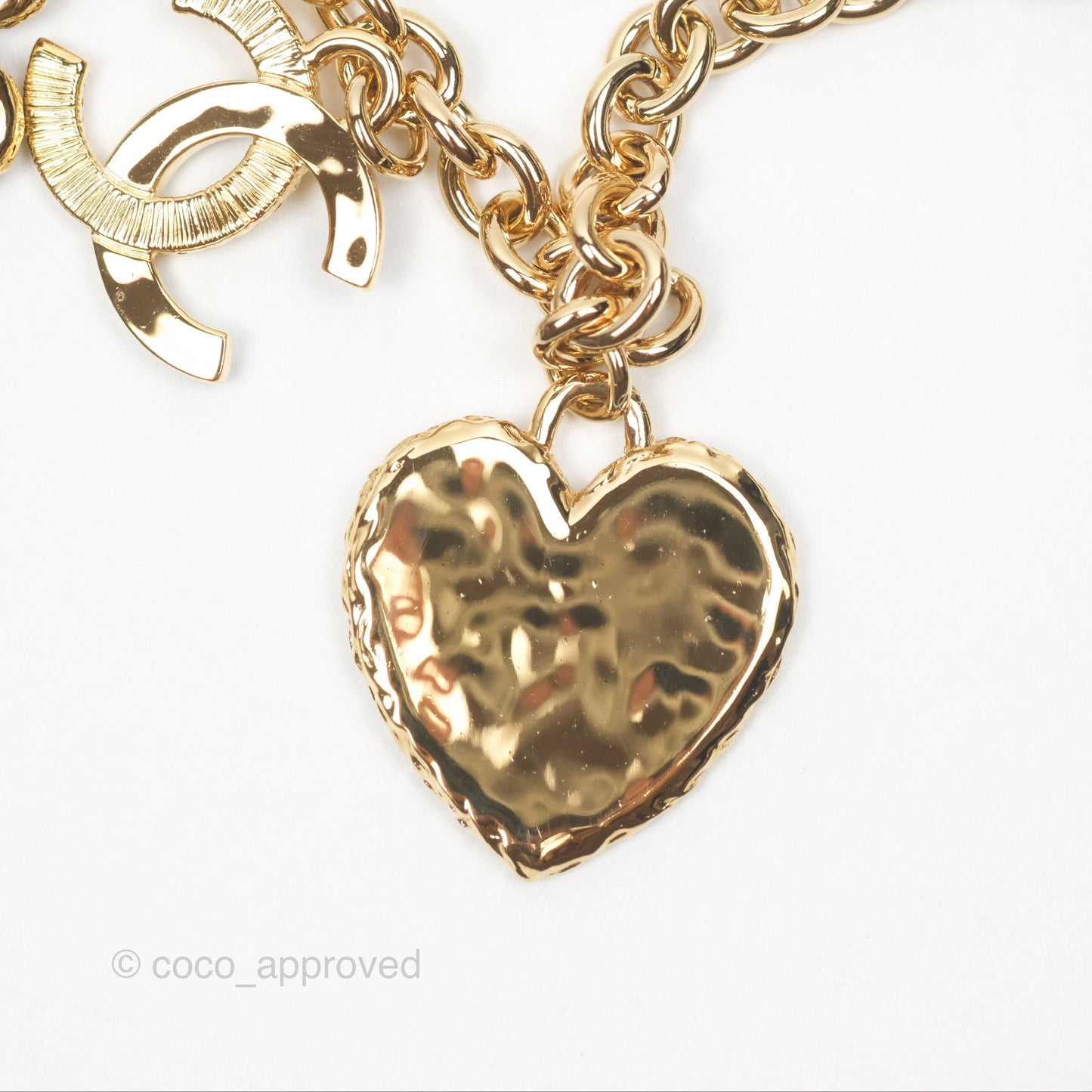 Chanel Black CC Heart Lucky Clover Chain Belt Gold Tone 24P
