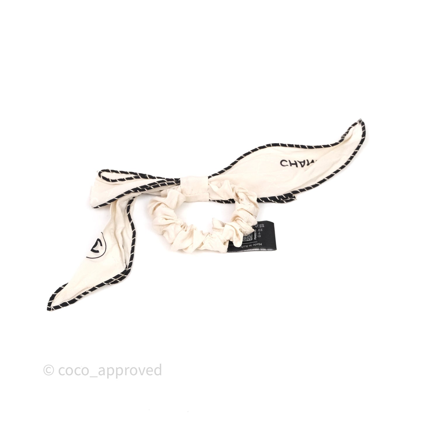 Chanel Bow Silk Hair Accessory Ivory & Black