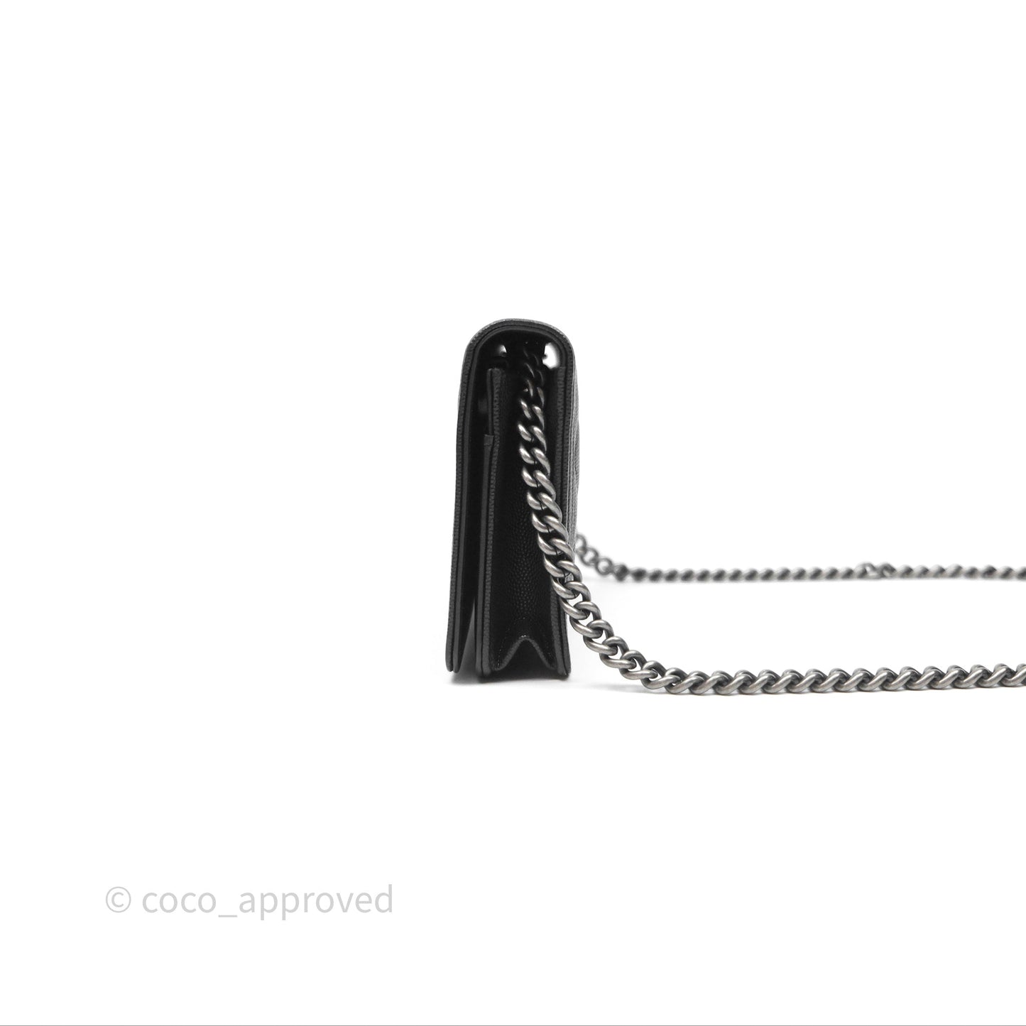 Chanel Quilted Boy Wallet on Chain WOC Black Caviar Ruthenium Hardware