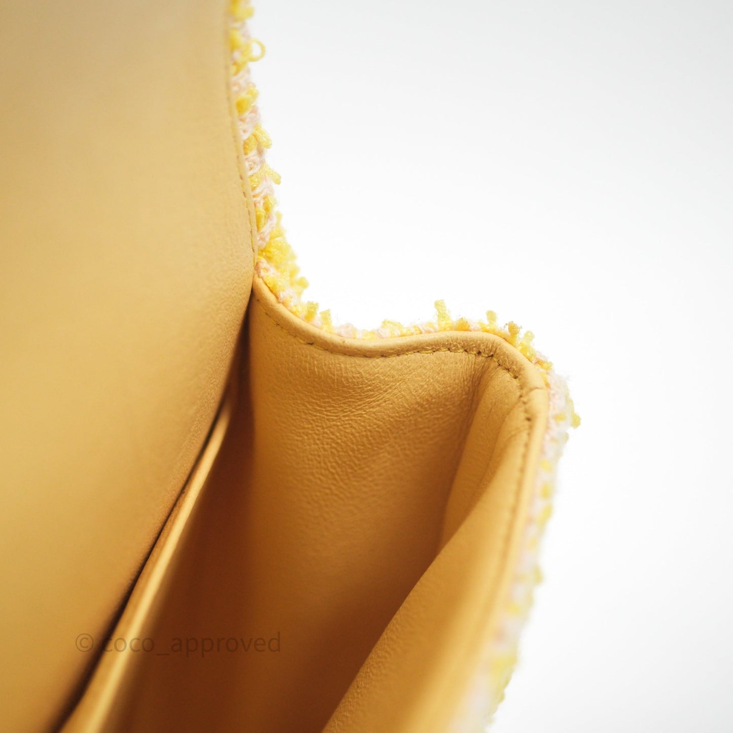 Chanel Classic M/L Medium Flap Quilted Yellow Tweed Gold Hardware