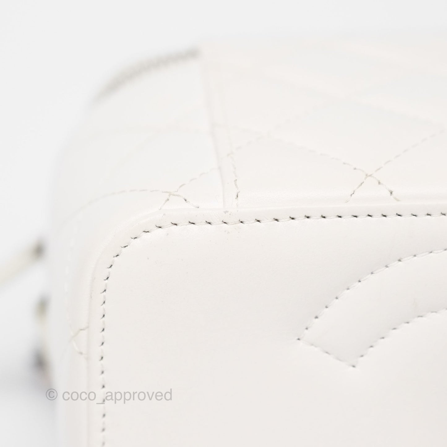 Chanel Crystals Top Handle Vanity Rectangular White Lambskin Gun Metal
