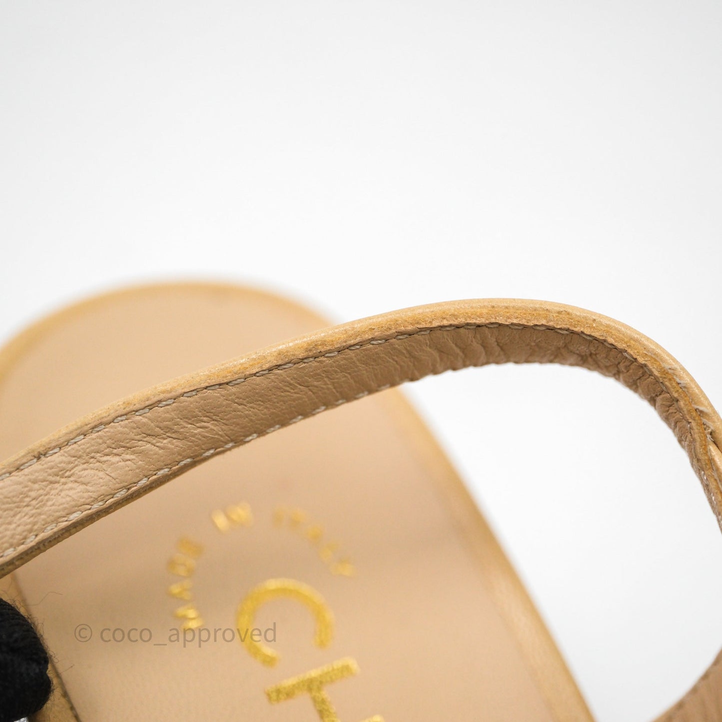 Chanel Classic Slingback Beige Black Leather Size 36