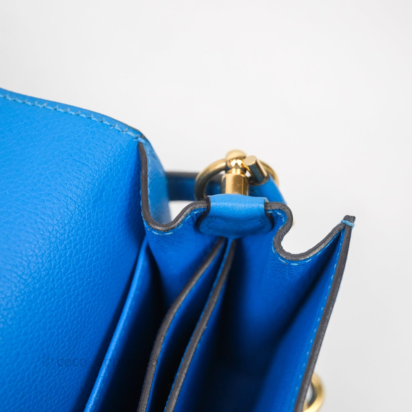 Hermès Roulis Mini 18 Bleu Zanzibar B3 Evercolor Gold Hardware