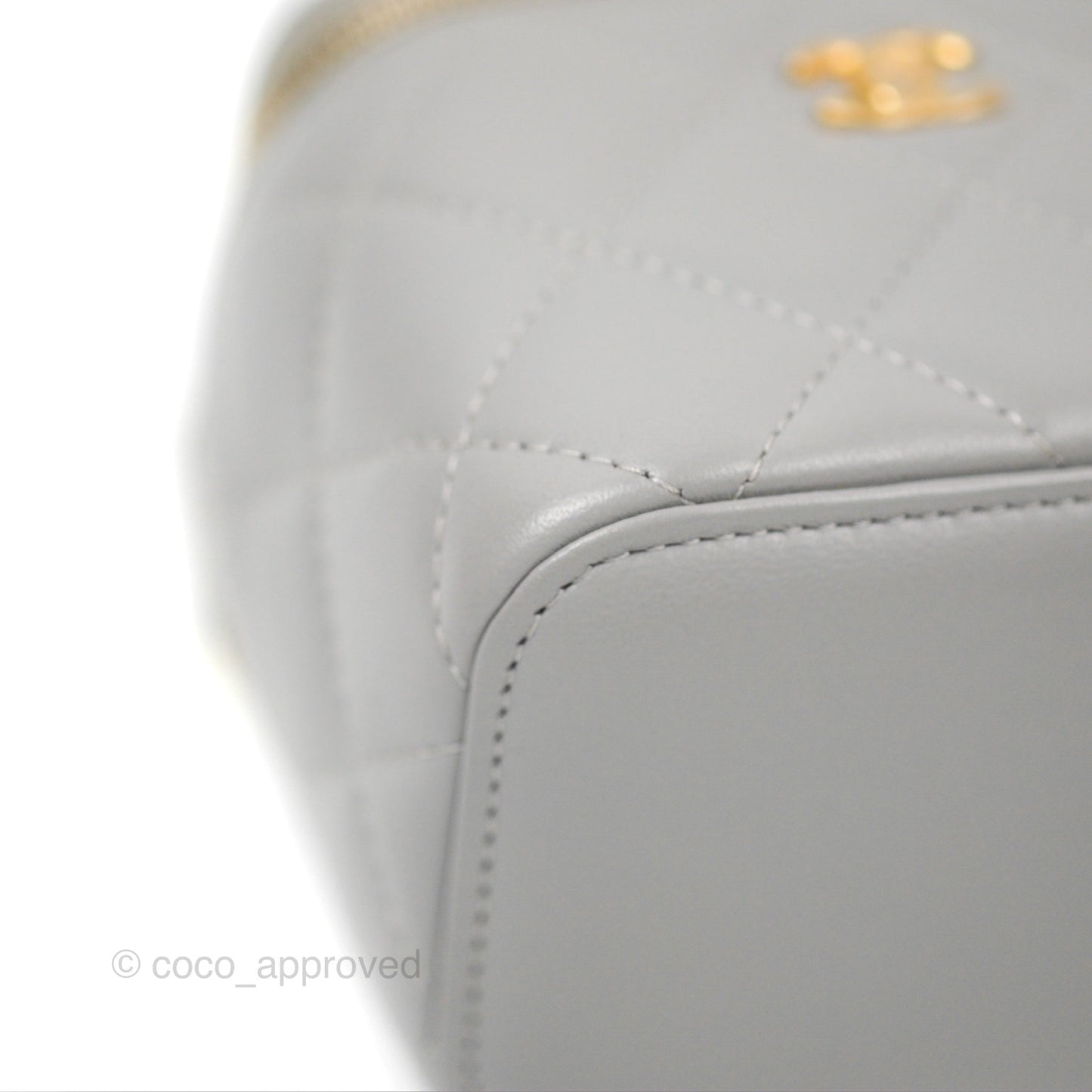 Chanel Classic Pearl Crush Mini Vanity With Chain Grey Lambskin Aged Gold Hardware