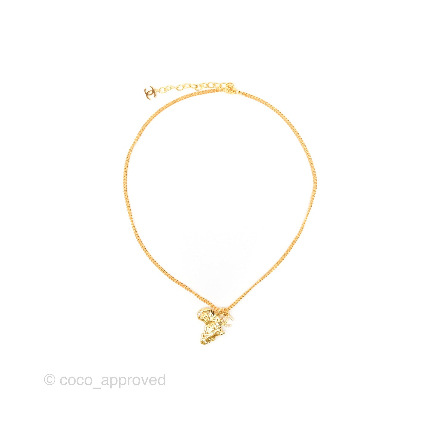 Chanel Africa Map Crystal CC Necklace Gold Tone 23A