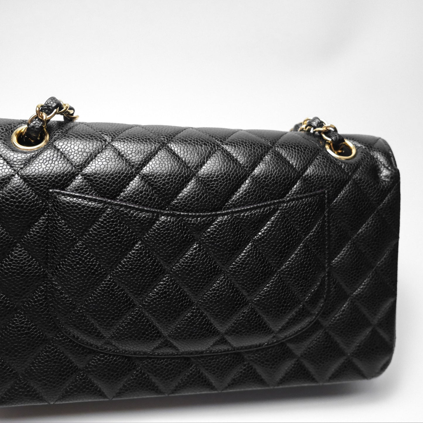 Chanel Classic M/L Medium Flap Quilted Black Caviar Gold Hardware