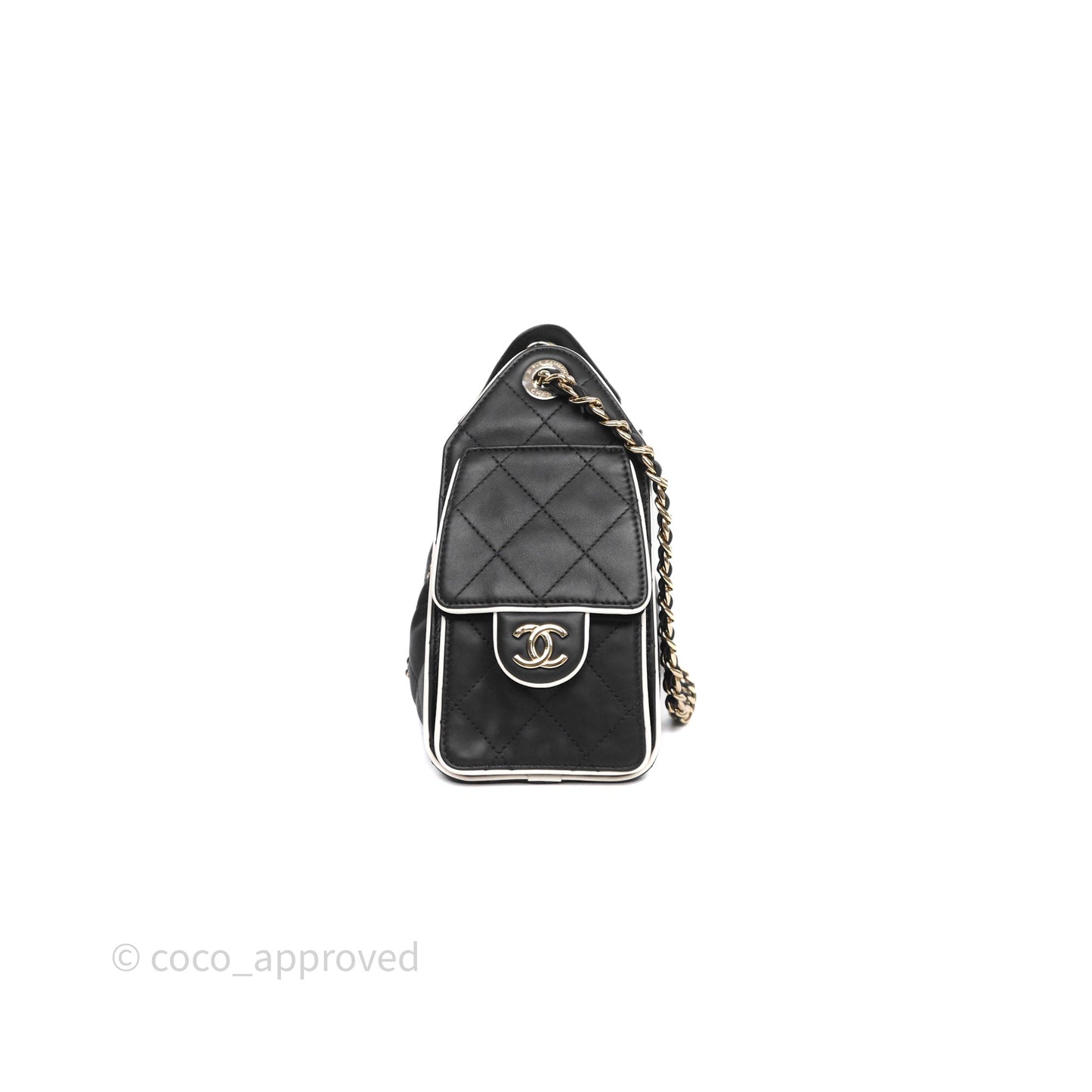 Chanel 25 Mini Bag Black/ White Calfskin Gold Hardware