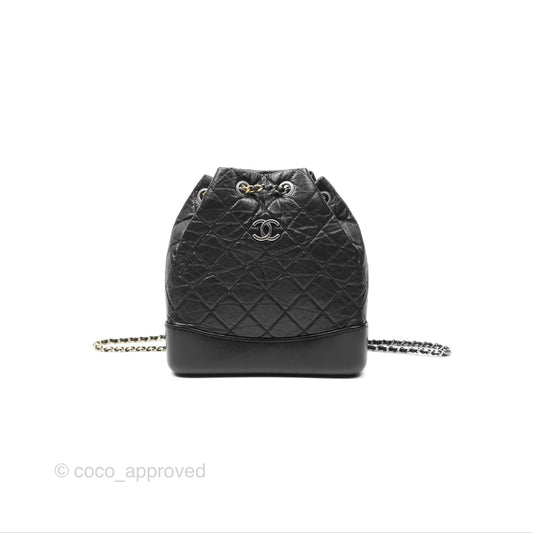 Chanel Small Gabrielle Backpack Black Aged Calfskin