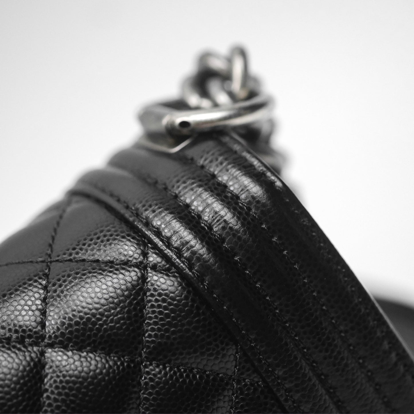 Chanel Small Boy Black Caviar Ruthenium Hardware