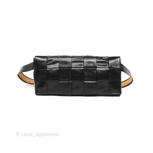 Bottega Veneta Cassette Stretch Belt Bag Maxi Black Intrecciato Leather
