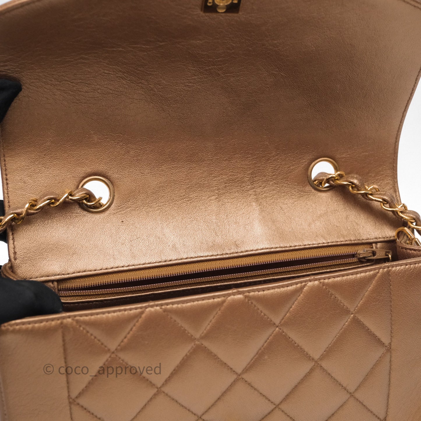 Chanel Vintage Small Quilted Classic Diana Flap Bag Gold Lambskin 24K Gold Hardware