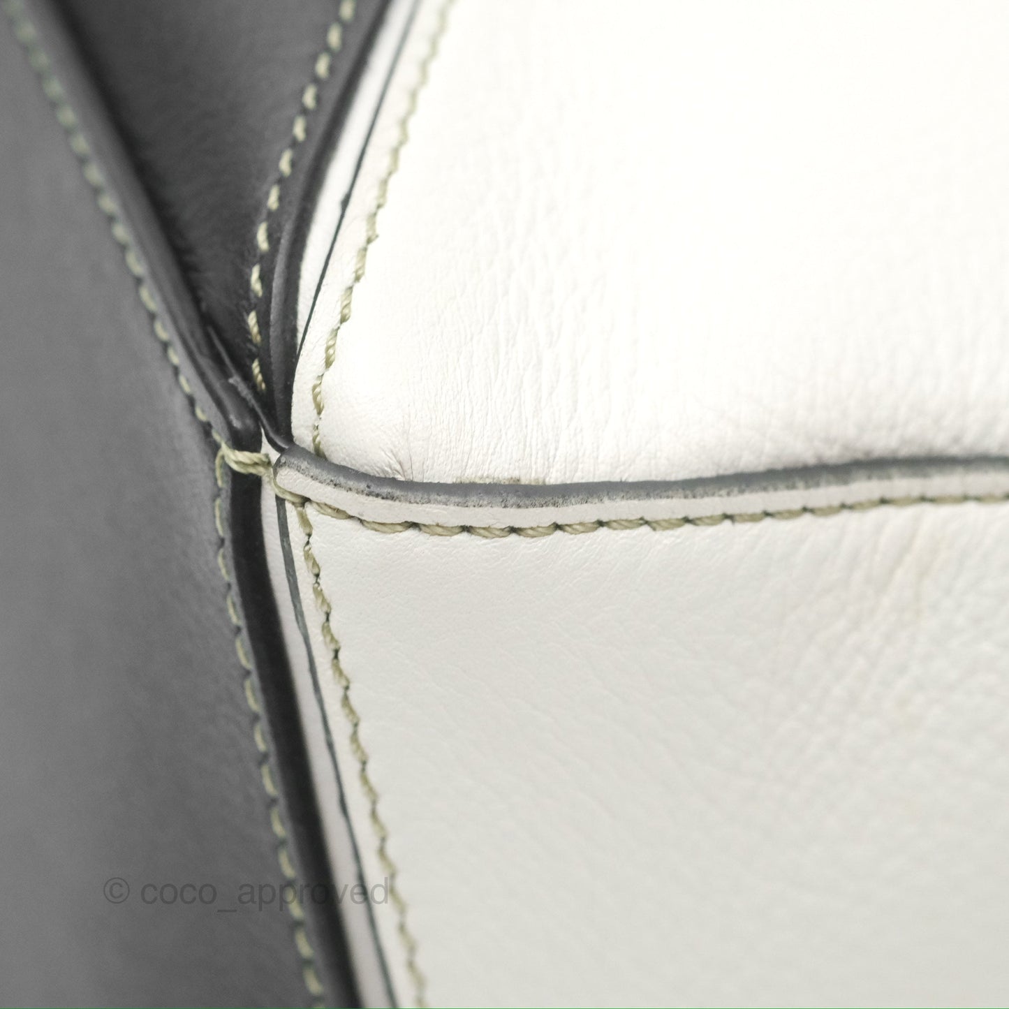 Loewe Small Puzzle Bag Soft White/ Rosemary Calfskin Silver Hardware