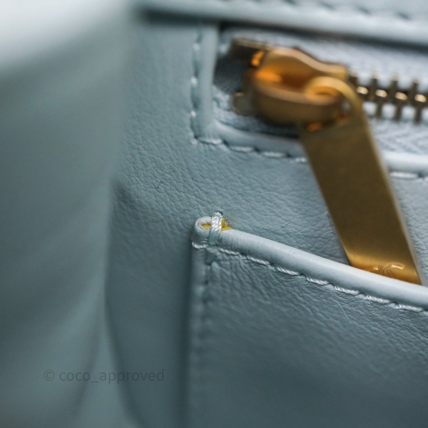Chanel Pearl Crush Mini Rectangular Light Blue Lambskin Aged Gold Hardware