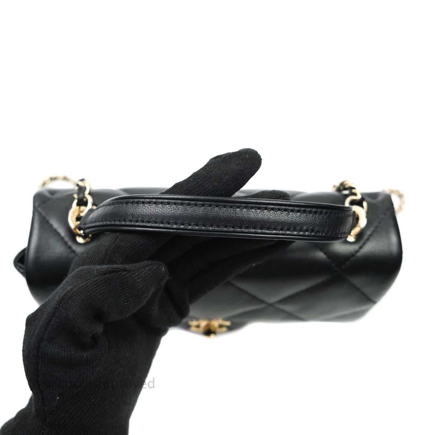 Chanel Easy Cherry Flap Bag With Handle Black Lambskin Gold Hardware 19K