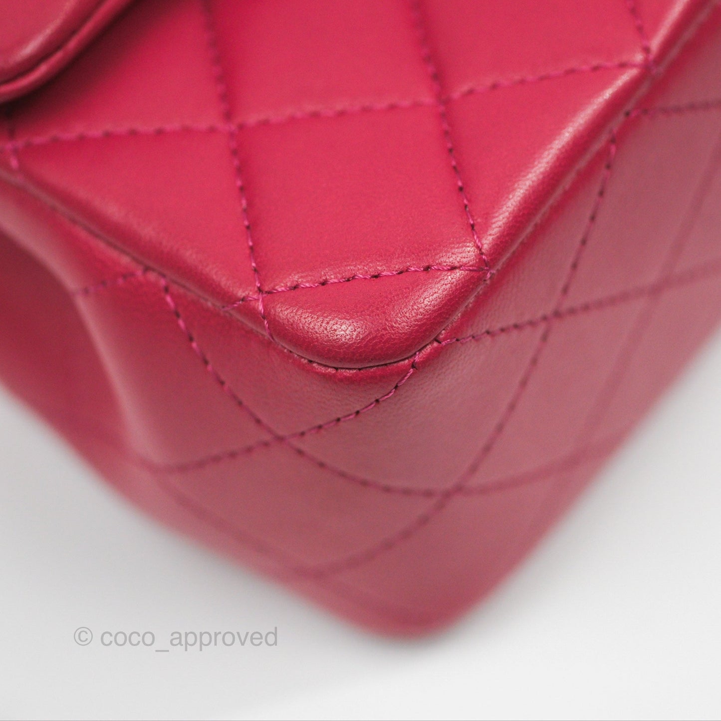 Chanel Top Handle Mini Rectangular Flap Bag Berry Red Lambskin Aged Gold Hardware