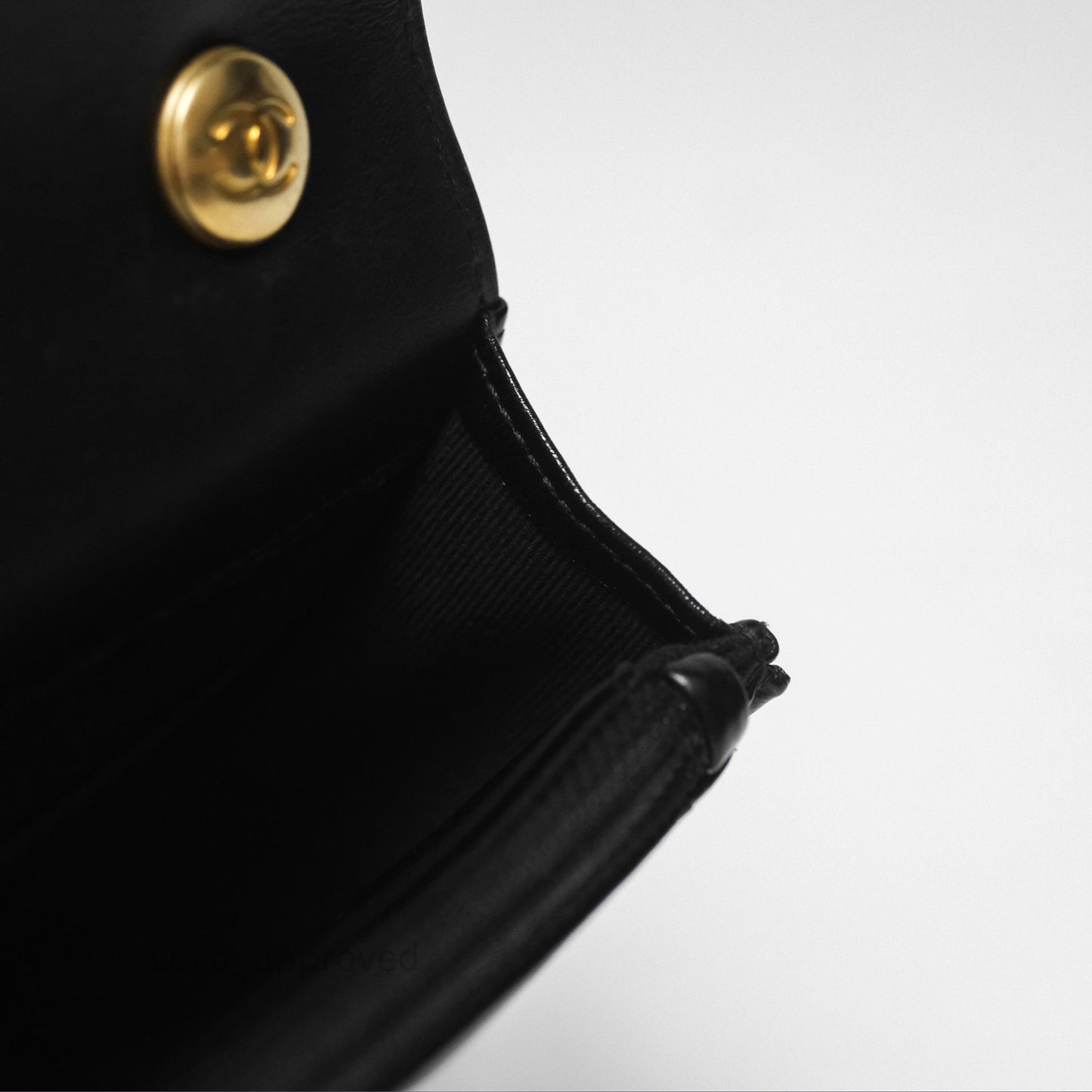 Chanel Quilted Medallion Wallet on Chain WOC Black Glossy Lambskin Gold Hardware 22K