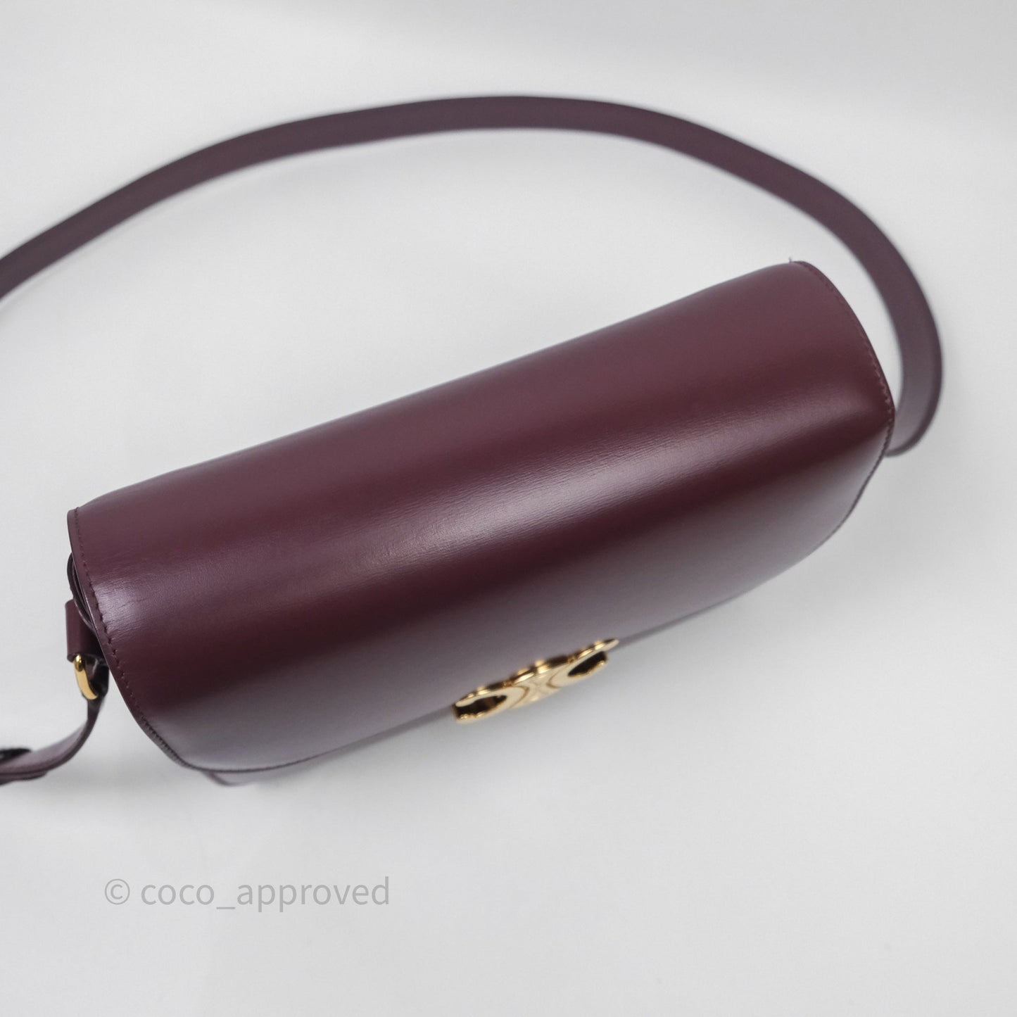 Celine Medium Triomphe Acai Burgundy Shiny Calfskin Gold Hardware