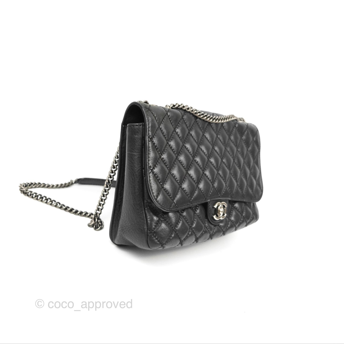 Chanel Flap Bag Quilted Black Soft Calfskin Ruthenium Hardware