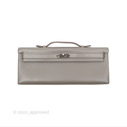 Hermes Kelly Cut Clutch Pochette Gris Asphalt M8 Swift Palladium Hardware