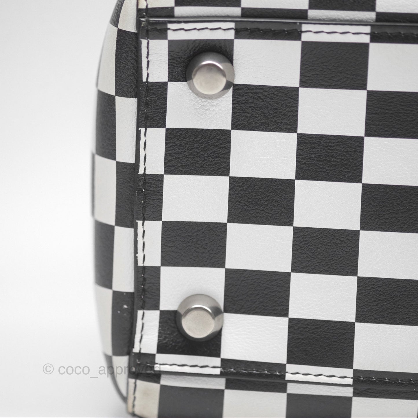 Christian Dior Medium Lady Dior Checkered Black/ White Calfskin