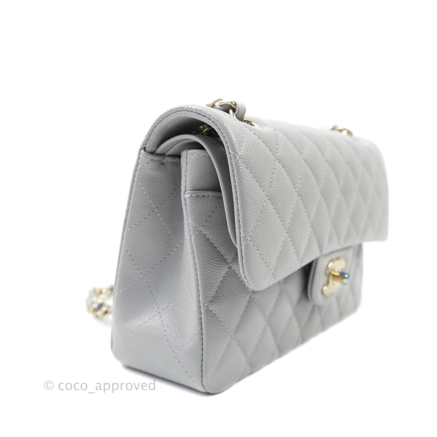 Chanel Classic Small S/M Flap Grey Caviar Gold Hardware
