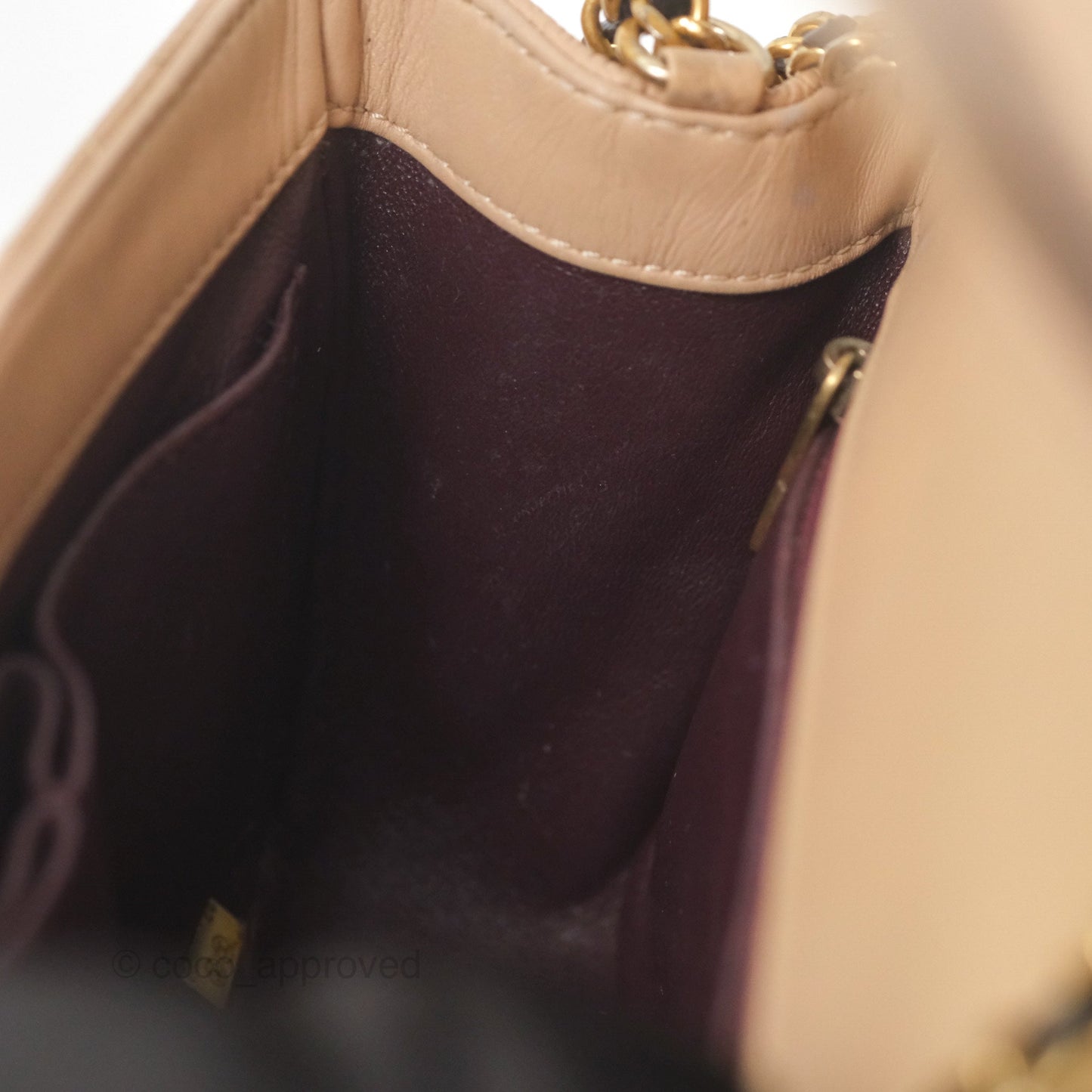 Chanel Small CC Filigree Flap Quilted Beige Black Caviar