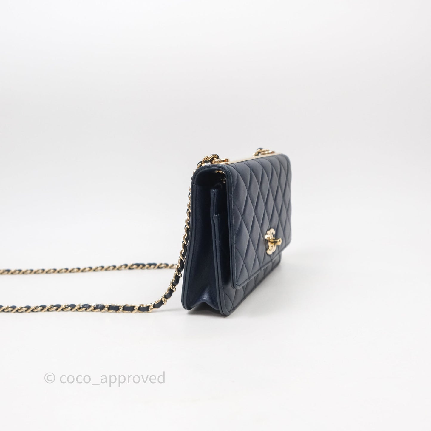 Chanel Trendy CC WOC Wallet On Chain Navy Lambskin Gold Hardware