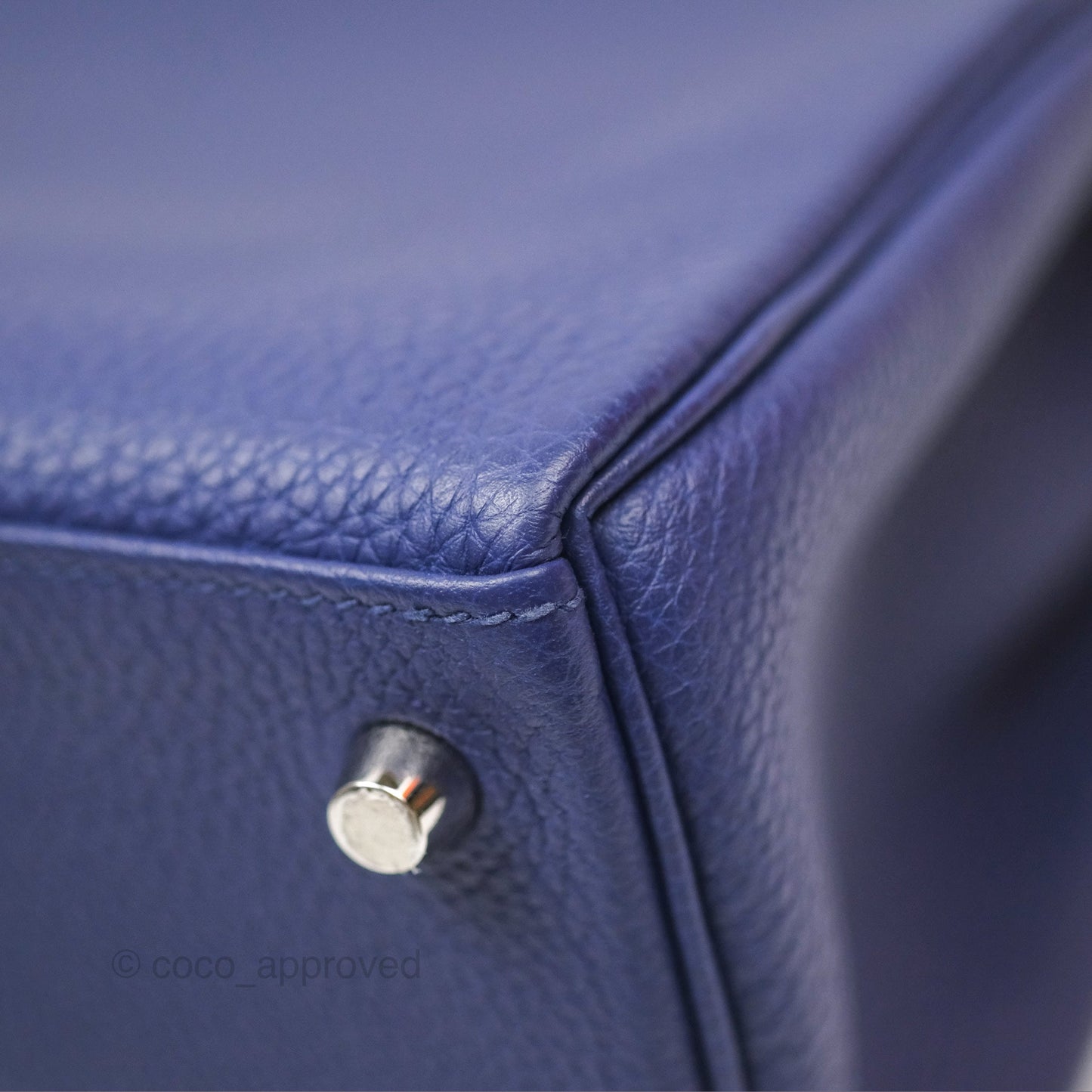 Hermès Kelly 32 Retourne Touch Bleu Encre Croc TM Palladium Hardware