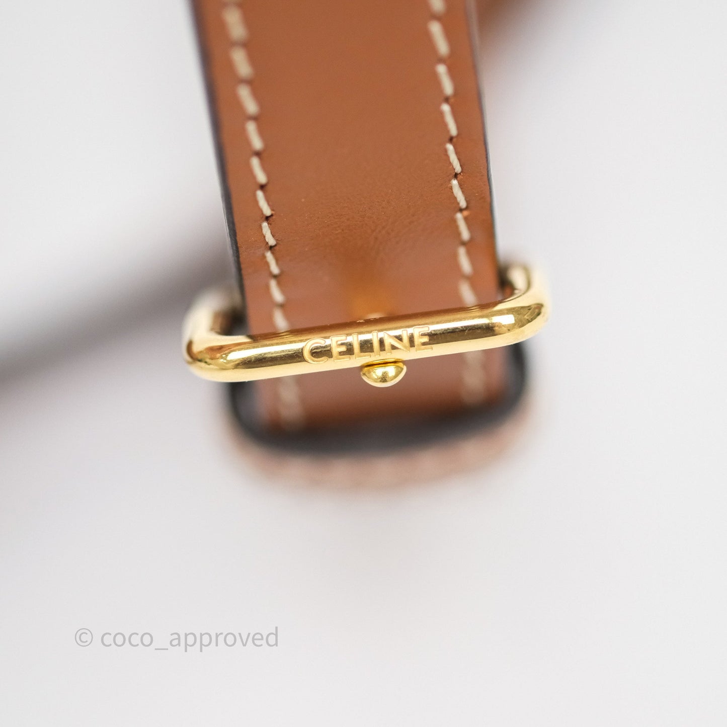 Celine Gold Studs Folco Cuir Triomphe in Smooth Calfskin Tan