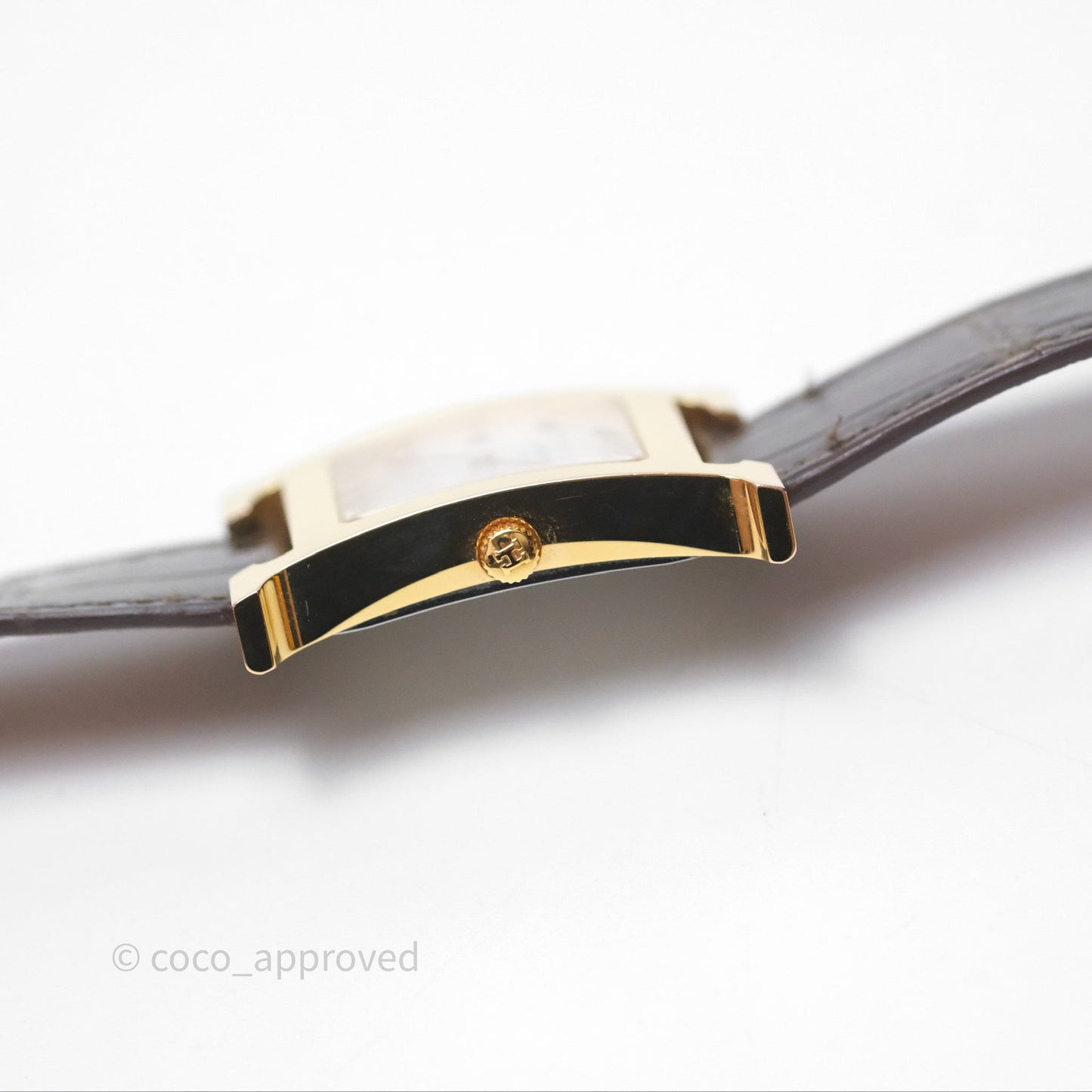 Hermès Heure H MM Watch Barenia Noir Alligator Gold Hardware