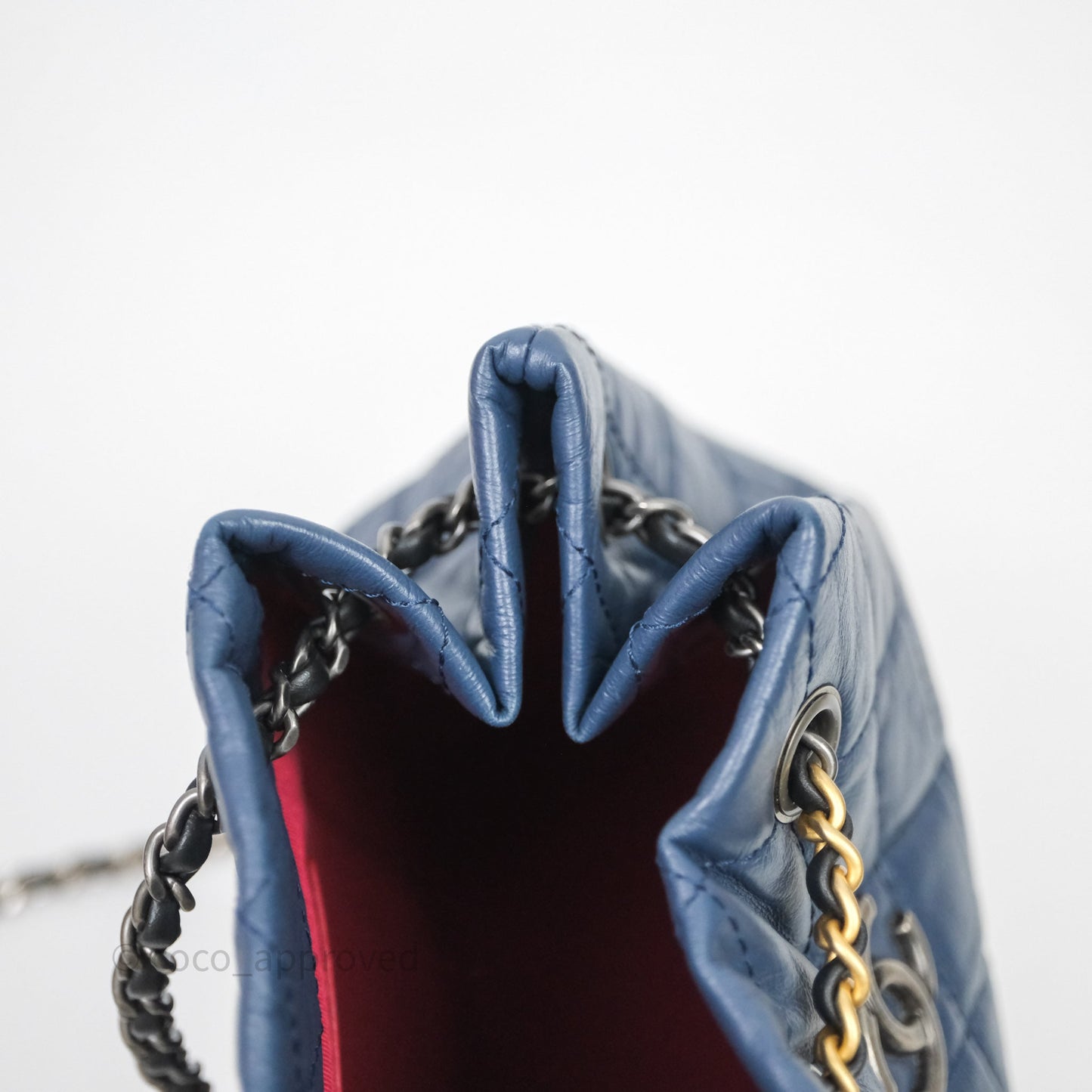 Chanel Small Gabrielle Backpack Quilted Navy Black Aged Calfskin