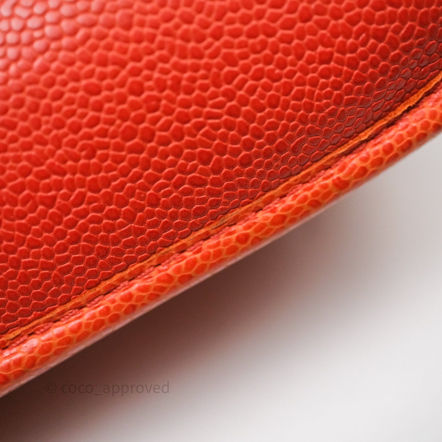 Chanel Flap Bag Caviar Orange Silver Hardware