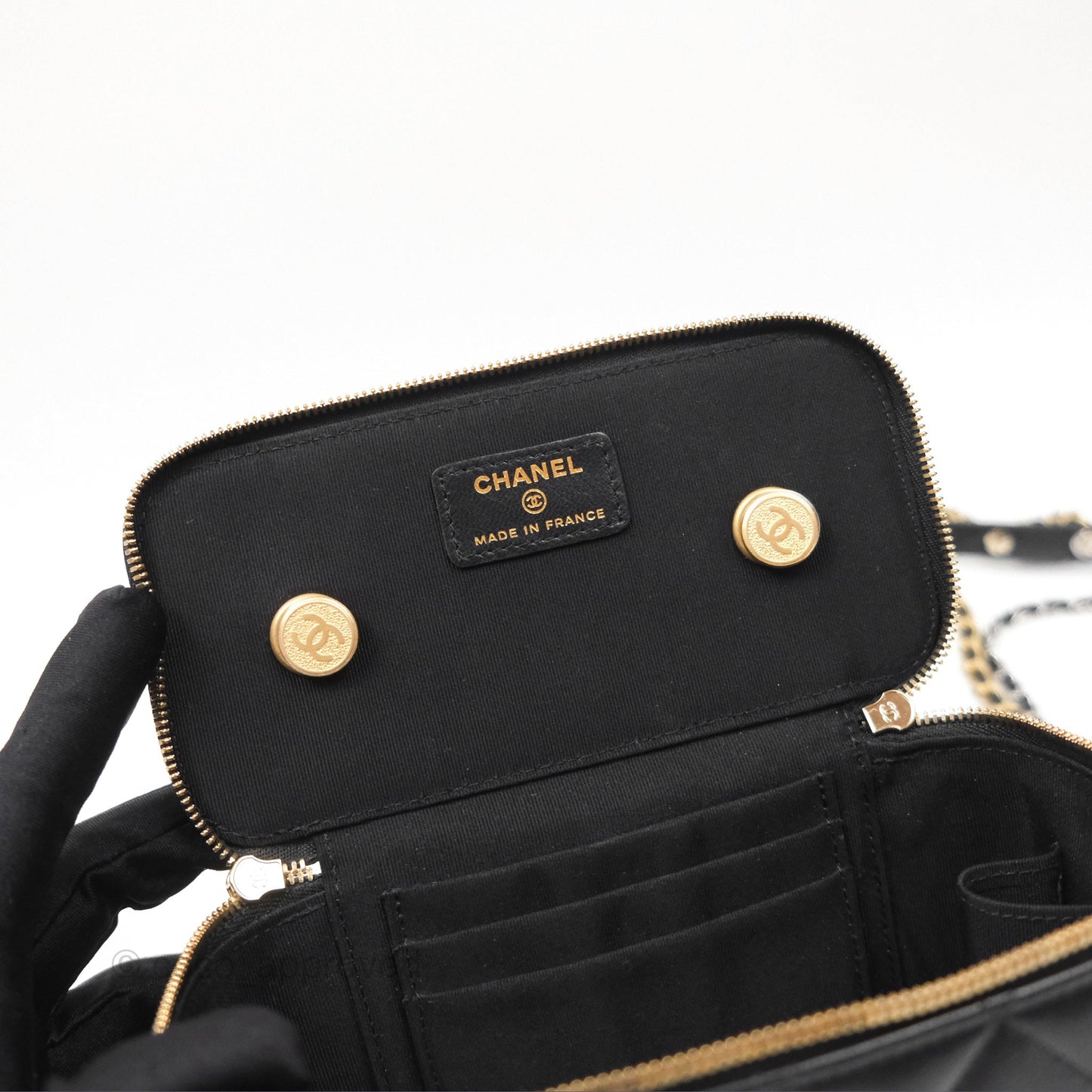 Chanel Vanity With Chain Black Goatskin Mixed Hardware